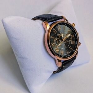 Decorative Watch with Black and Gold Design